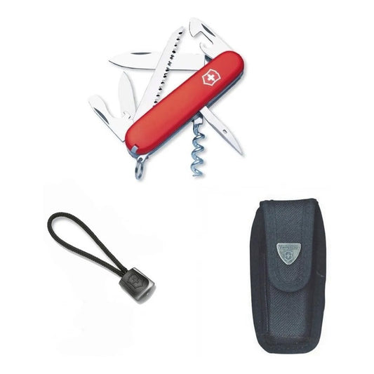 Navaja Victorinox  Camper Roja Con Funda, Cordón y Grabado Personalizado Laser en Hoja