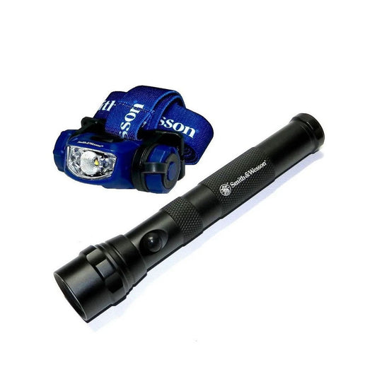 Combo Lámpara Frontal Y Linterna Smith & Wesson Explorer Led 129 Lumenes