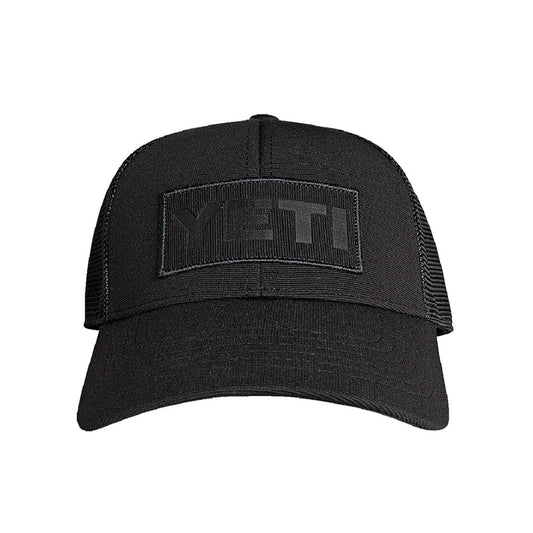 GORRA TRUCKER NEGRA CON PARCHE NEGRO MARCA YETI