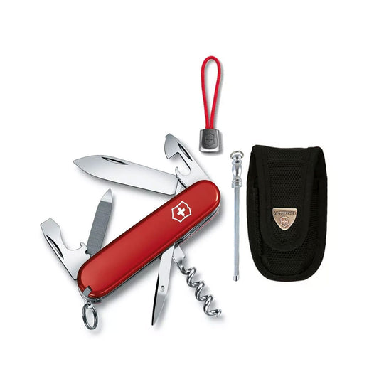 Navaja Victorinox Sportsman, Rojo 0.3803 Con Funda, Cordon y Minichaira